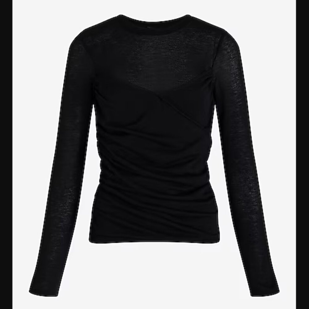 NWT Express S Fitted Light Weight Crew Neck Wrap Front Tee